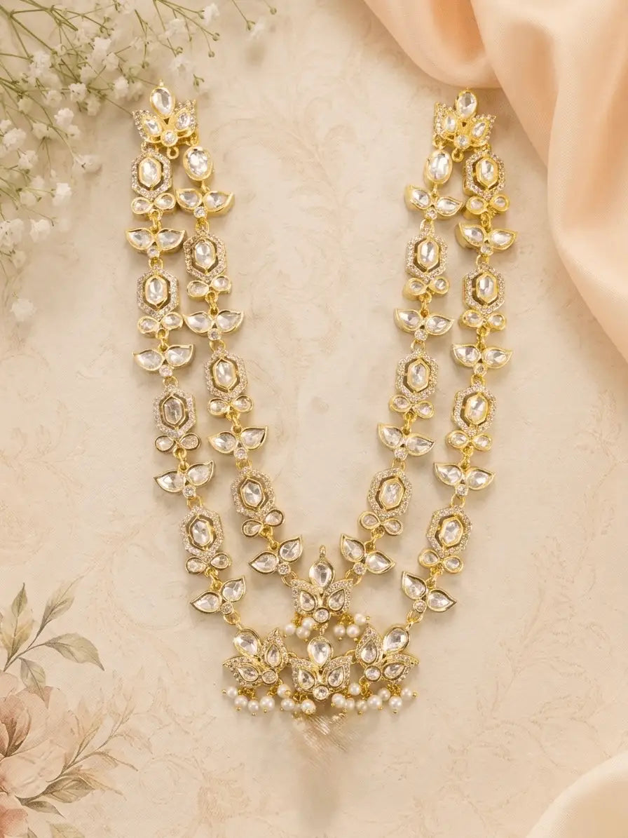 ✨Kundan Double Line Moissanite Mala ✨