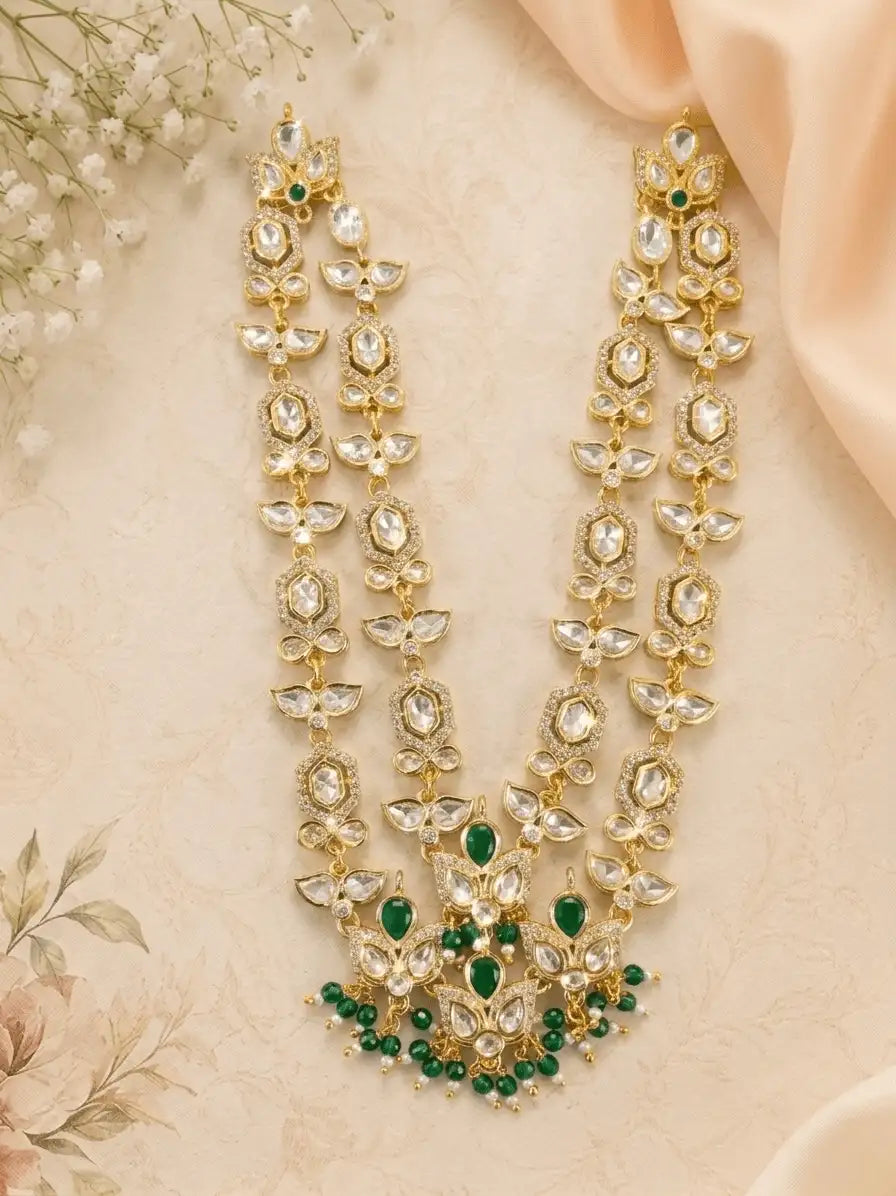 ✨Kundan Double Line Moissanite Mala ✨